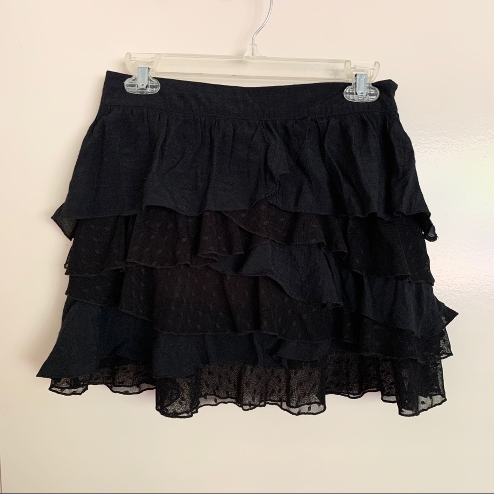 Black Layered Ruffle Skirt